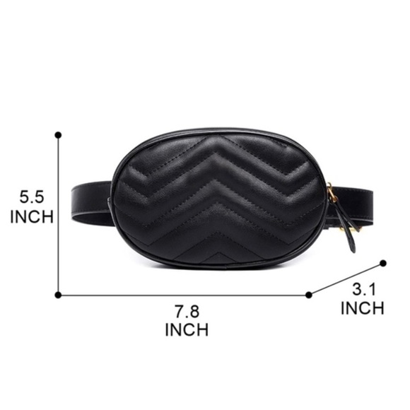 🍭WARDROBE MUST 🍭Quilted Black Belt Waist Pack - Picture 5 of 8